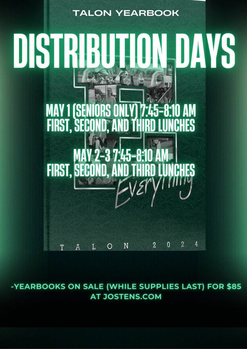 @EHS_Eagles On 5/1, we'll distribute the #bestyearbookinncss with a SENIORS ONLY event. Class of '24, be the 1st to have, sign, & share your senior year memories next Wednesday before 1st period and during all lunches. Order yours TODAY at bit.ly/everythingeast… Only 34 left!