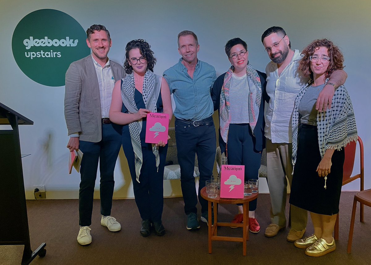 Warmest thanks to @IantoWare, @derridalicious, @dowsteve, @PeterPolites, Katie Shammas and everyone at @Gleebooks for last night’s incredibly special Meanjin 83.1 launch. An important, memorable evening that we will all keep close to our hearts. Photo by @stilgherrian.