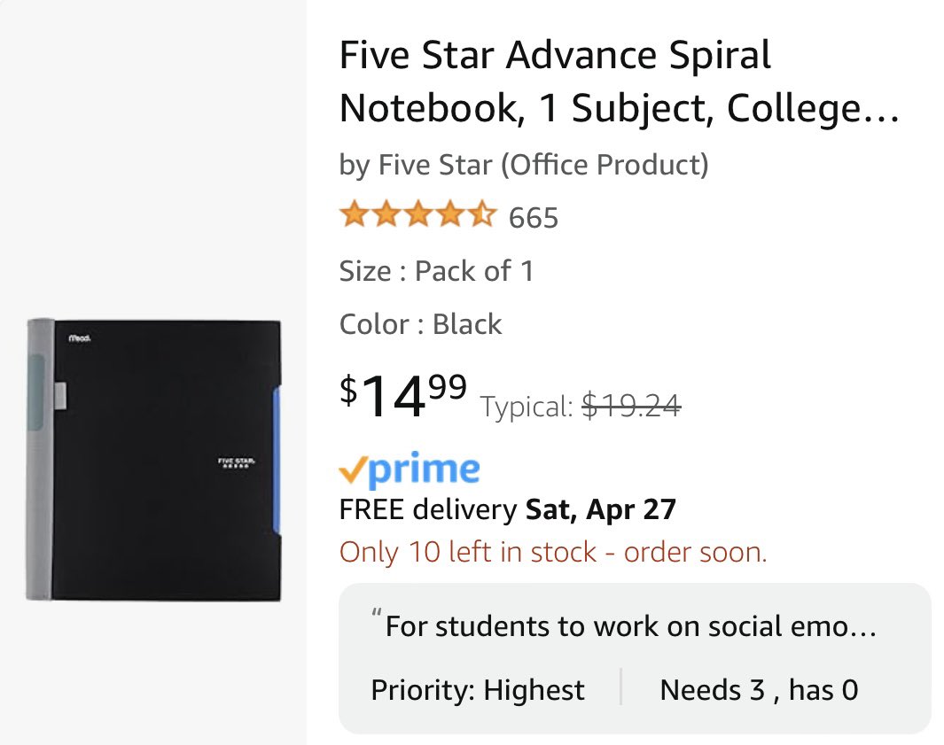 It may only be April, but I’m thinking about summer school! I would 🩷 to #clearthelist of these notebooks for students to journal with! Please RT for me! amazon.com/hz/wishlist/ls… #teachertwitter #BetterTogether #BlueCrew #Equity @BonHanson79 @keith___s @Mathemagician4U