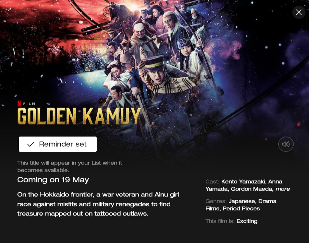 Golden Kamuy movie will be distributed on Netflix worldwide come 19 May!

#goldenkamuy #ゴールデンカムイ 
#kentoyamazaki #山﨑賢人