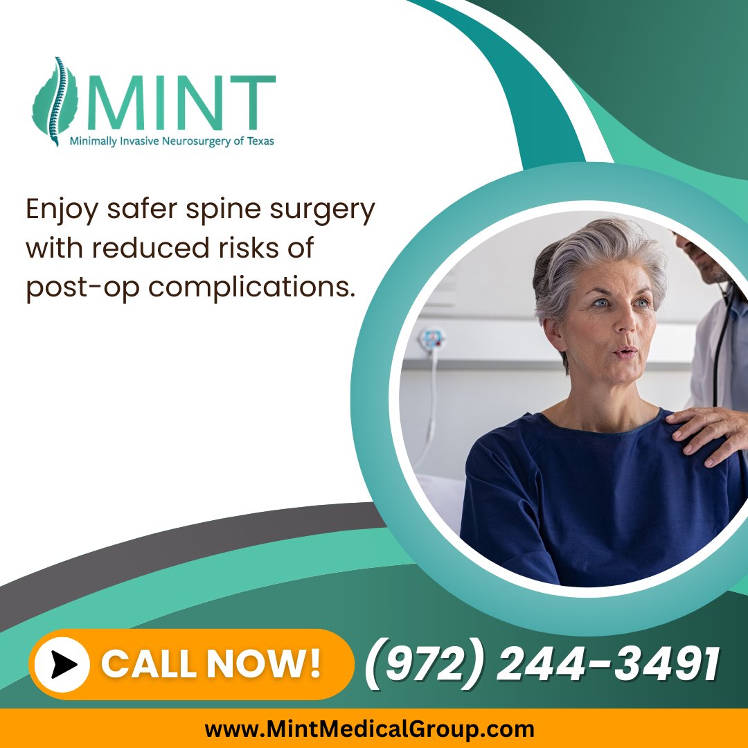 Enjoy significantly reduced risks of postoperative complications with Transforaminal Lumbar Interbody Fusion in Plano, TX. Our minimally invasive approach ensures a safer and smoother surgery. Contact us for a safer spine surgery experience. Call (972) 244-3491. #SafeSurgery