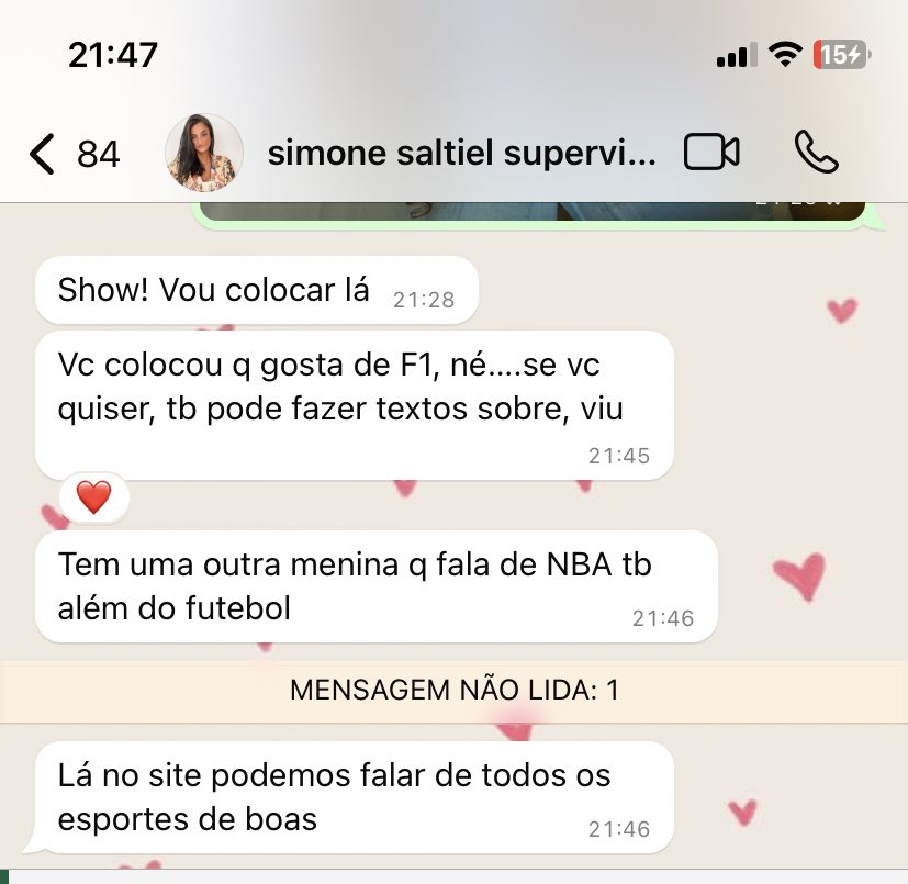 no estágio, além de falar sobre futebol, vou poder falar de F1. 😍🥹