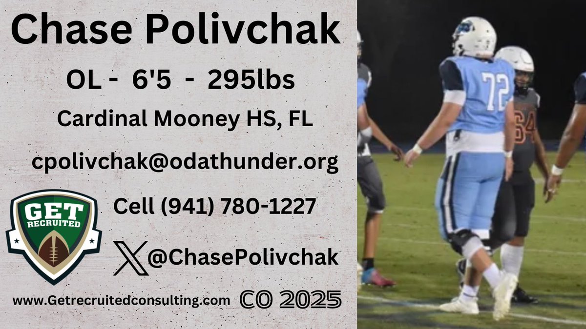 Chase Polivchak - CO 2025 - OL - 6'5, 295lbs - 3.6 GPA - Big, strong, great frame, high intensity. Profile: getrecruitedconsulting.com/recruit/chase-… @DaytonFootball @ButlerUFootball @Marist_Fball @DrakeBulldogsFB @UWFFootball @PaladinFootball @GWUFootball @ChasePolivchak @1of1lifeskills