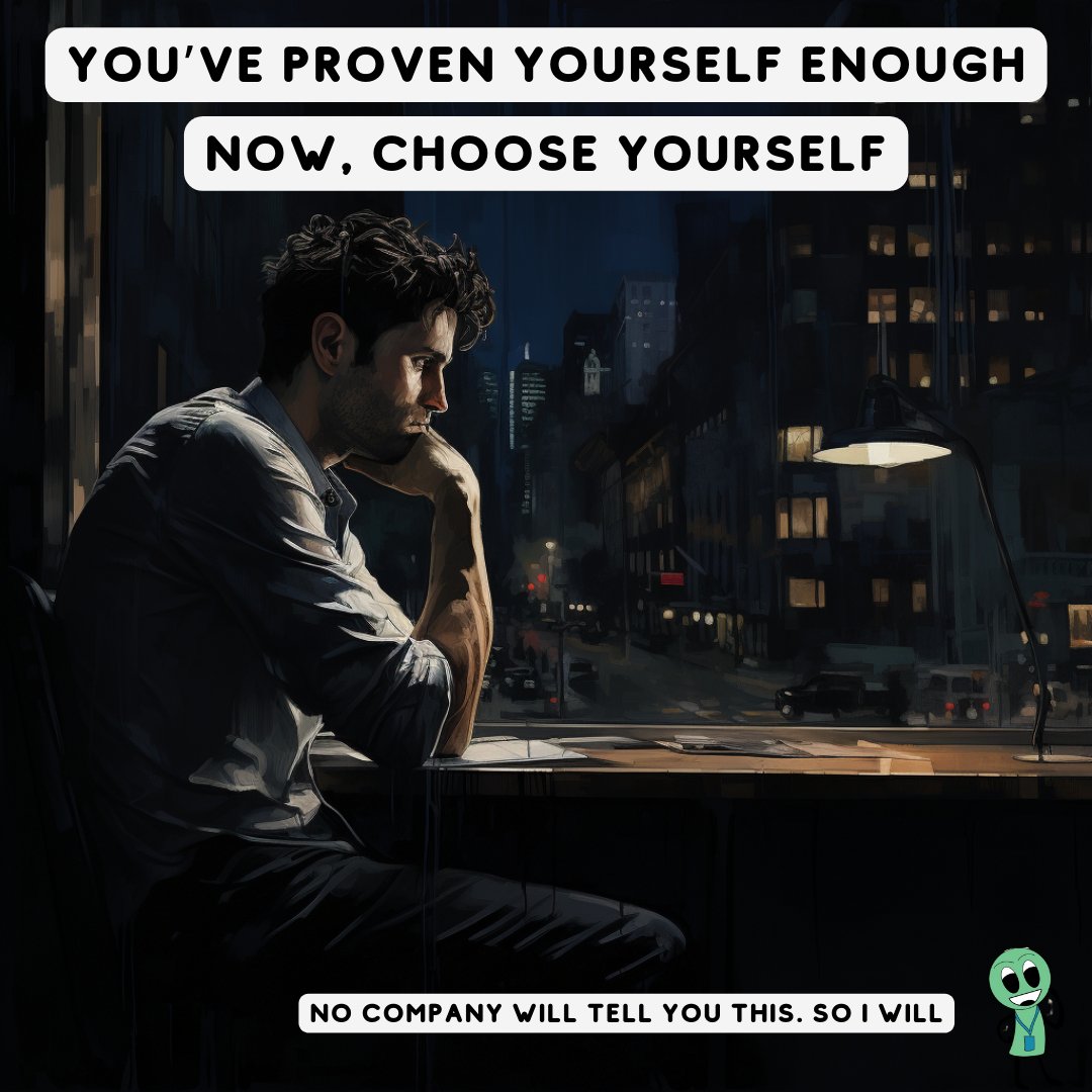 Things no company will tell you

So I will tell you

You are enough

You do not need to trap yourself in a cycle of proving your worth

LL280
 #workplace #toxicworkplace #corporatelife