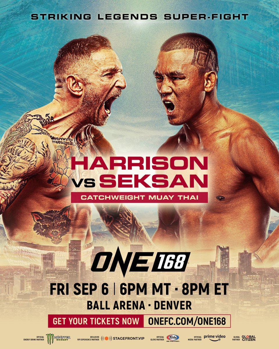 STRIKING SUPER-FIGHT 🔥 Get your tickets to ONE 168: Denver NOW to watch Liam Harrison and Seksan throw down in a Muay Thai battle for the ages 👉 bit.ly/one168tix #ONE168 | Sep 6 at 8PM ET @LiamBadco