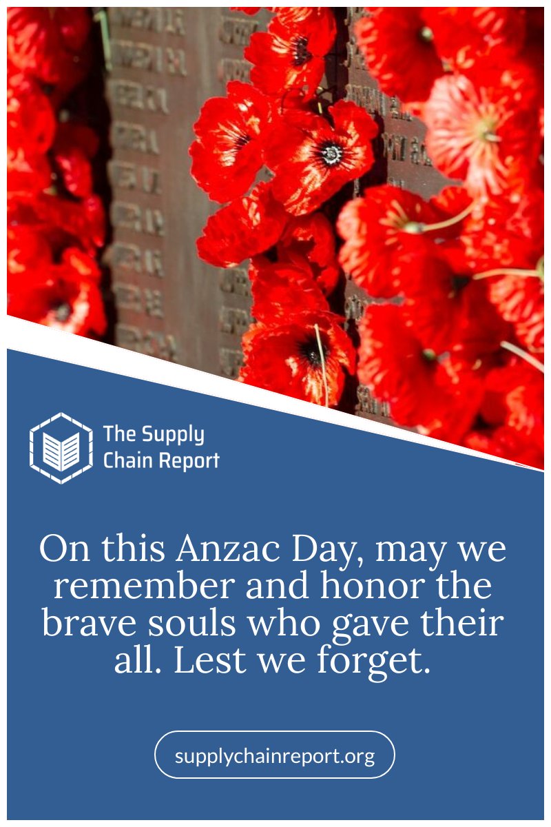 On this Anzac Day, may we remember and honor the brave souls who gave their all. Lest we forget
#Australia #Anzacday #Remembrance #Honor #SCR #SupplyChainReport