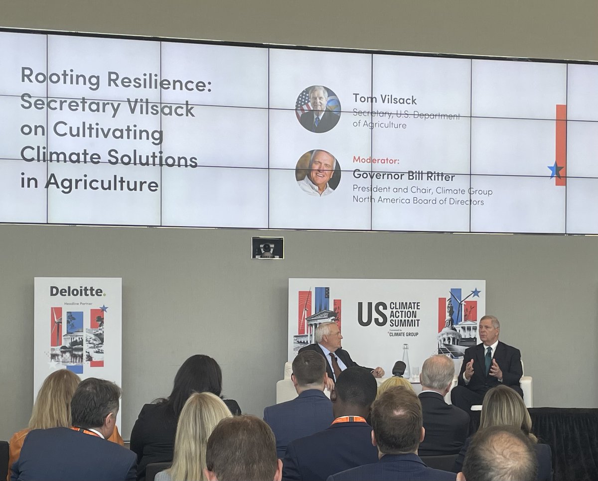 It was a pleasure to join Former Colorado Governor Bill Ritter Jr. at today's #USClimateActionSummit, to discuss @USDA's department-wide approach to drive nature-based climate solutions and work to harness the power of the lands sector to reduce emissions and store carbon.