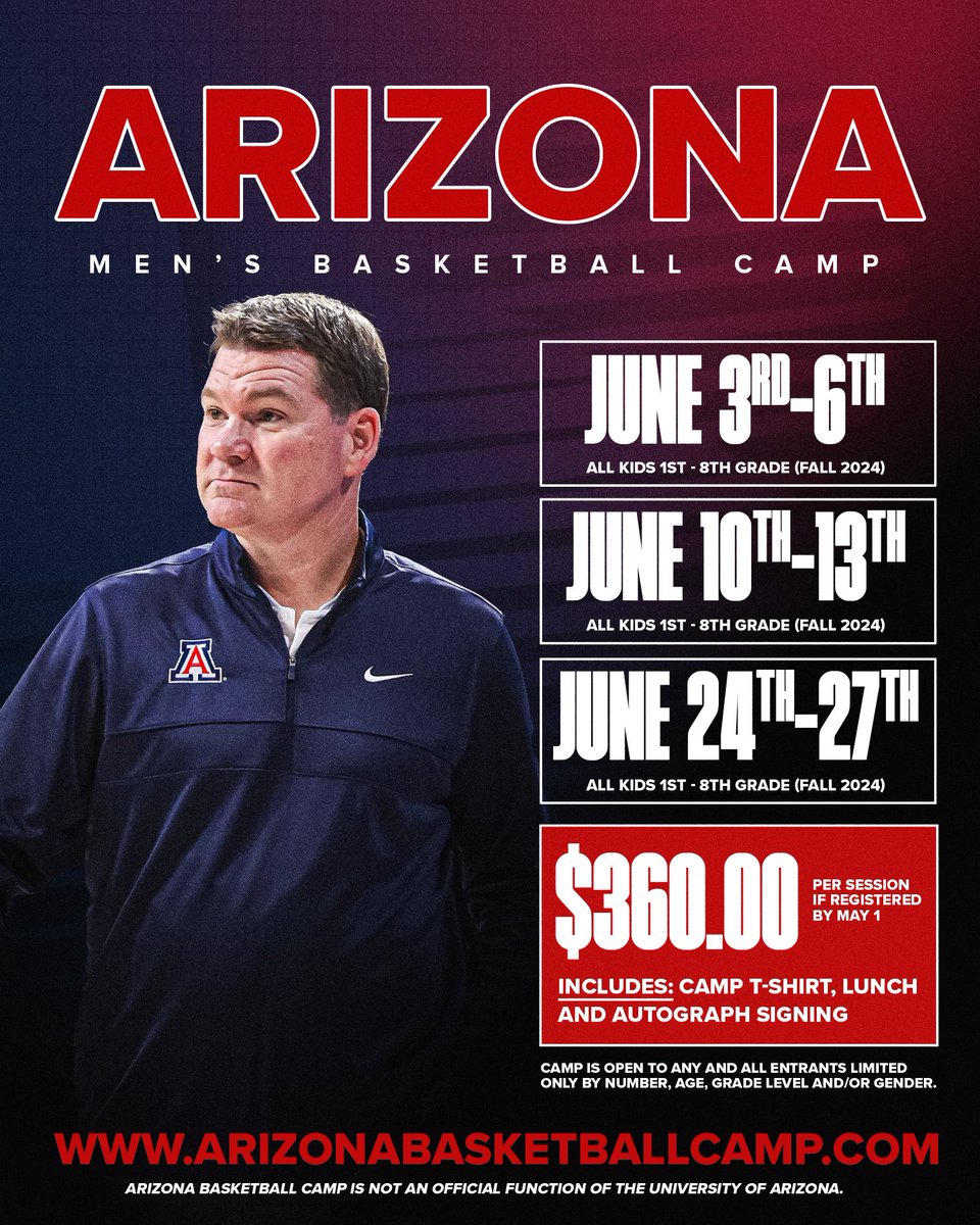 Just one week left for early bird registration!!! 🏀 June 3rd-6th 🏀 June 10th-13th 🏀 June 24th-27th arizonabasketballcamp.com