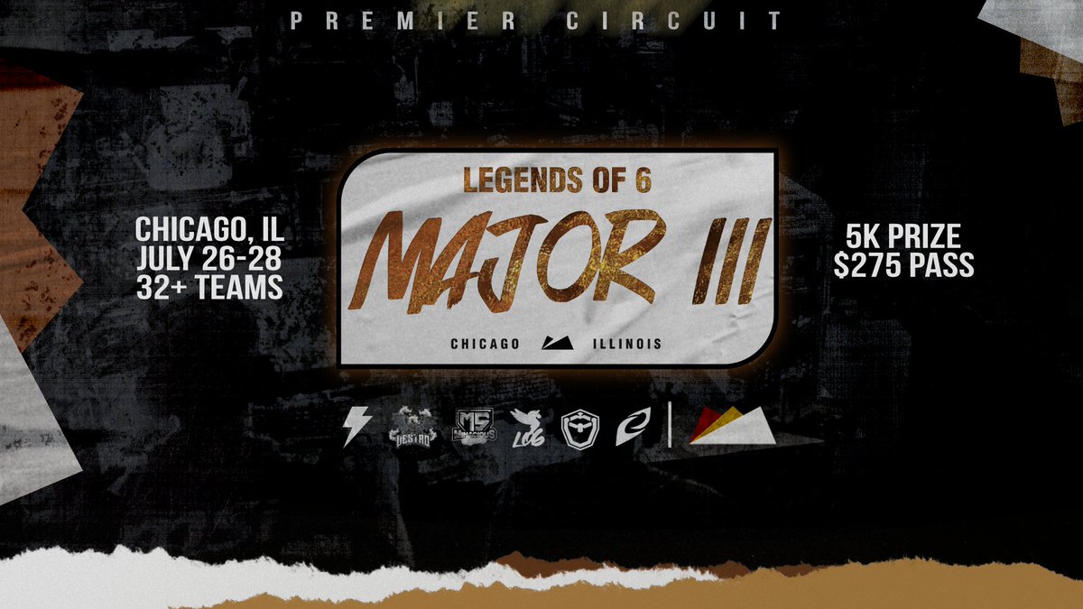 🚨@Lo6Gaming Major III 🚨 🗓️ July 26 - 28 📍 Dyer, Indiana - @RegionGaming22 🏆 $5,000 Prize Pool +/- 🎟️ Limited passes available! 💵start.gg/tournament/pre… Powered By: @PulzeController @EGC_HQ @Destro__Gaming @VNGRDggs @MinaciousCo