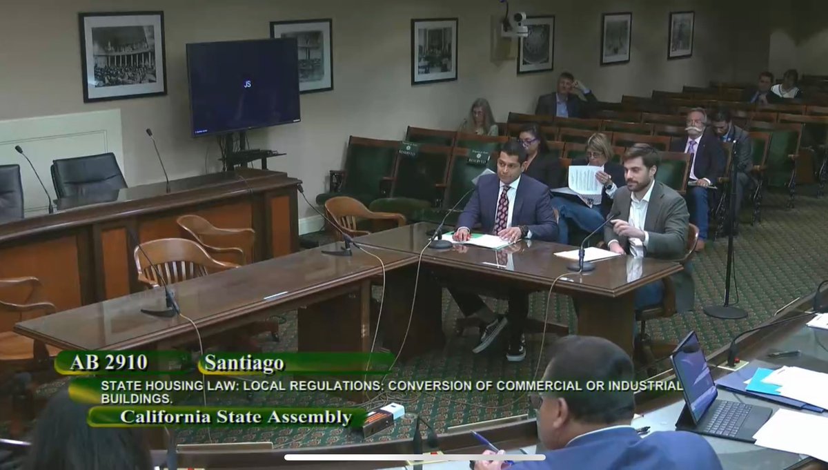 MSantiagoAD54's tweet photo. GREAT NEWS!
Two of our bills to revitalize downtowns and build more housing just moved forward 👏🏽👏🏽
✅ #AB2909 incentivizes the conversion of commercial buildings into housing.
✅ #AB2910 enables cities to adopt regulations to convert commercial buildings into housing. https://t.co/vGHj1LT0T7