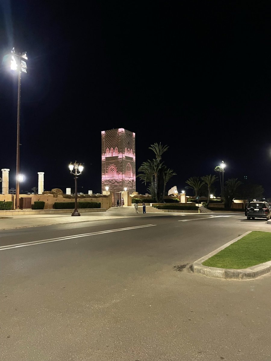 Tour Hassan by night in Rabat, Morocco