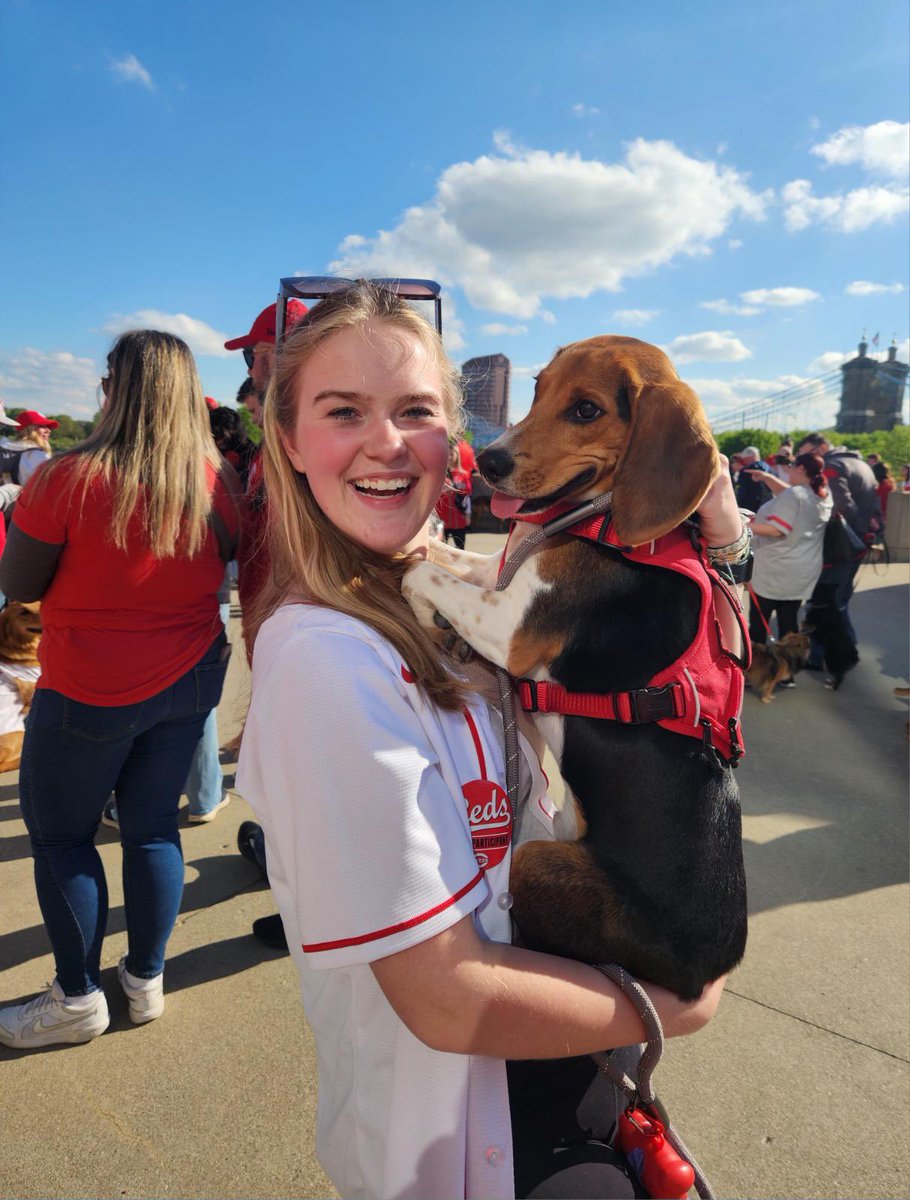 Winston’s first bark in the park ❤️ <a href="/Reds/">Cincinnati Reds</a> #barkinthepark #lovemyreds