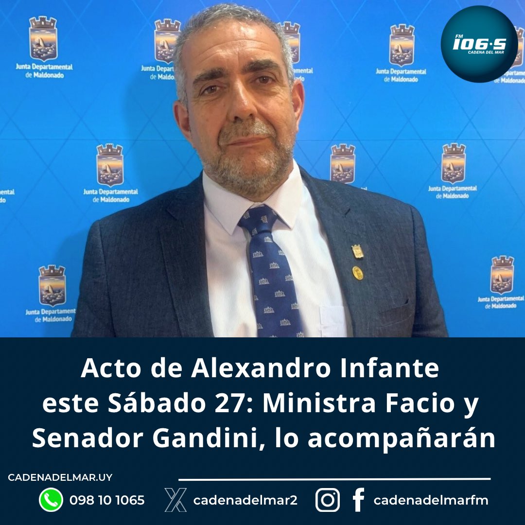 El Edil nacionalista Alexandro Infante, lanzará su precandidatura a la Intendencia de Maldonado, de cara a las elecciones de junio. 📰 cadenadelmar.uy/politica/acto-…