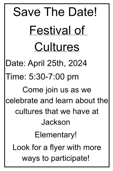 JacksonElemPTA's tweet photo. Festival of Cultures tonight! Come enjoy some delicious food, learn about various cultures represented in our Jackson community and go home with some amazing prizes! https://t.co/KUbYVmsYfN