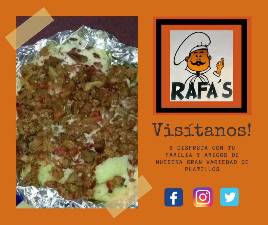 El delicioso sabor de la #PapaAsada solo en #RAFAs

Visítanos, haz tu #PedidoParaLlevar o solicita #ServicioADomicilio
📞8183526757
📞8183764446

#RAFAs #TradiciónEnSabor👨‍🍳