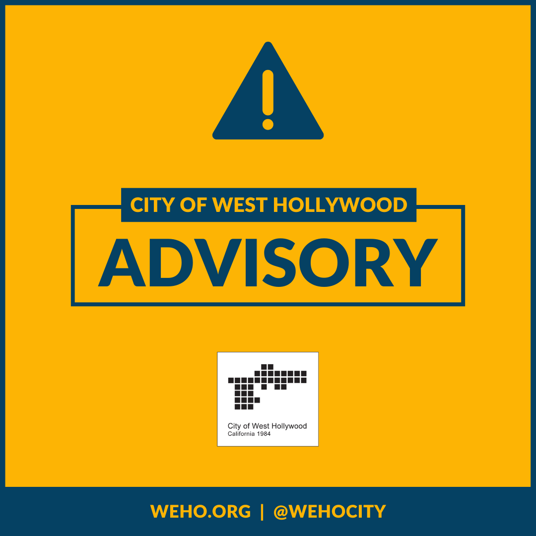 ADVISORY: A traffic signal is down at the intersection of Fountain Avenue and La Cienega Boulevard. Please be mindful of potential delays and drive safely. #weho #westhollywood