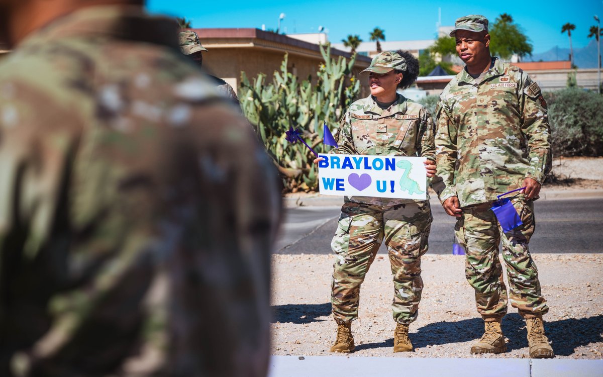 Have you ever seen so much purple and joy? 💜 Children & caretakers of the @LukeAFB Child Development Center celebrate #MilKids with a #PurpleUp parade. Events like these are not only opportunities to honor military members & their families but help increase the quality of life.