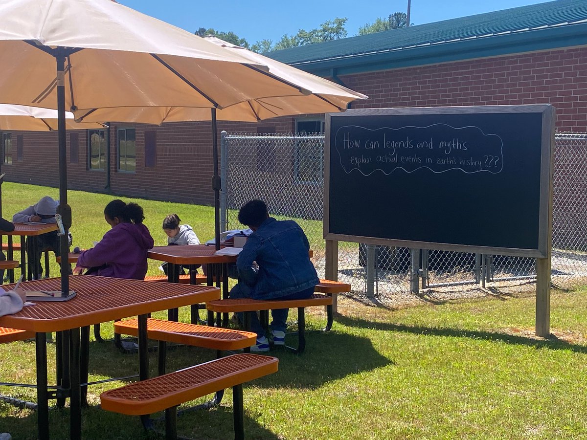 Ms. Jensens students demonstrated their knowledge of various topics in English/Language Arts during a state test review in our outdoor classroom yesterday.