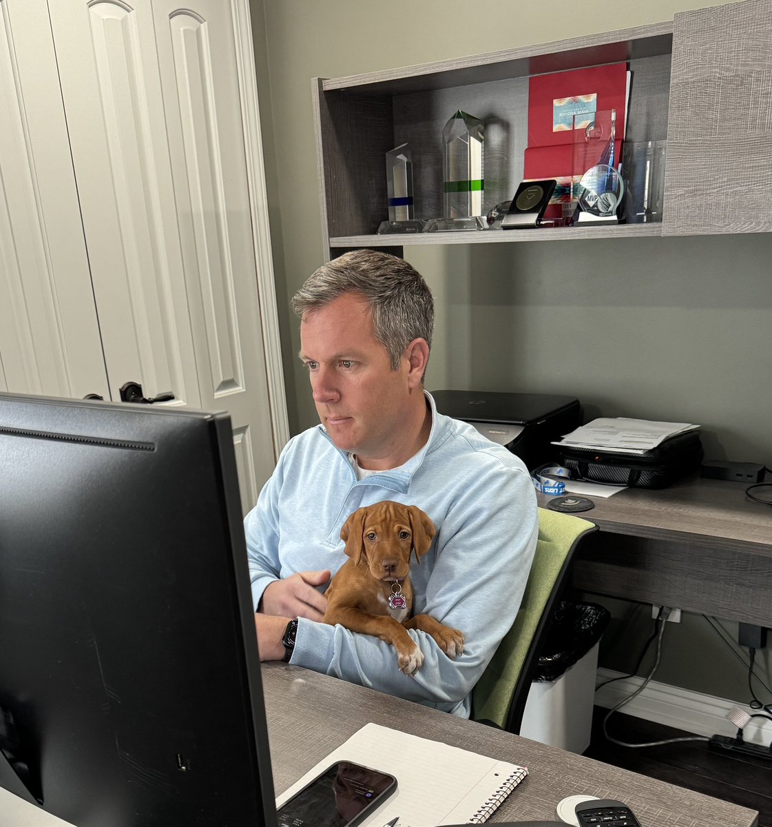 NoMorePasswordz's tweet photo. I had a helper at work today. Not ours, a half sister of our V, just puppy sitting for today https://t.co/dHe51xuqZO