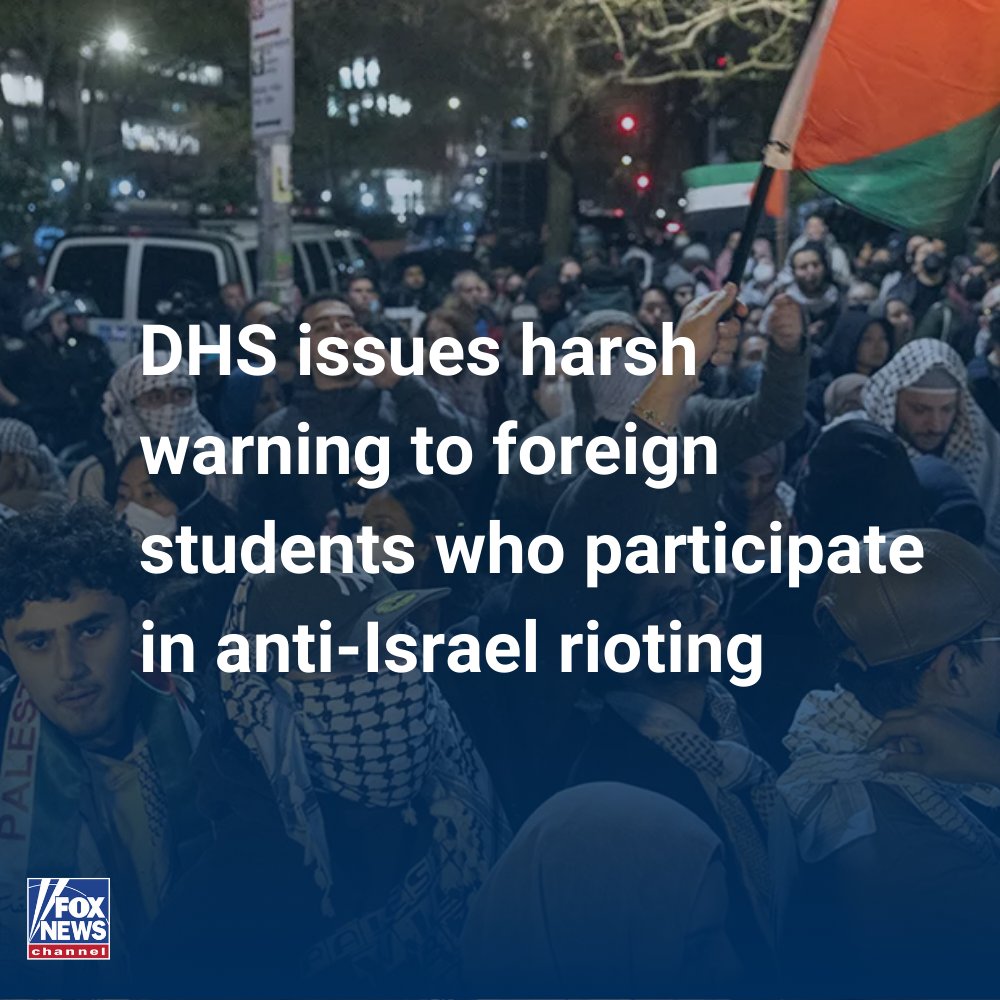 'IMMEDIATELY DEPORT': Anti-Israel rioters studying in the U.S. on a student visa might be getting a punishment much worse than school suspension. DHS' statement: trib.al/os7DOSD