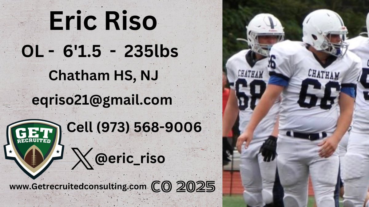 Eric Riso - CO 2025 - OL - 6'1 1/2, 235lbs - 4.45 GPA - Athletic, strong, great feet, & physical - Player Profile: getrecruitedconsulting.com/recruit/eric-r… @DavidsonFB @WilliamsEphsFB @FootballTufts @washufootball @TartonFB @JHU_Football @eric_riso @GoMVB @Coach_Brady @1of1lifeskills