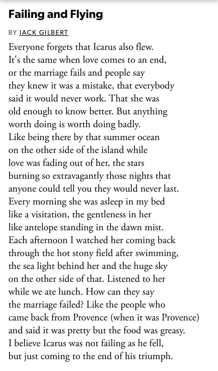 #PoetryIsForLife Year 4, Day 24:  “Failing and Flying” by Jack Gilbert