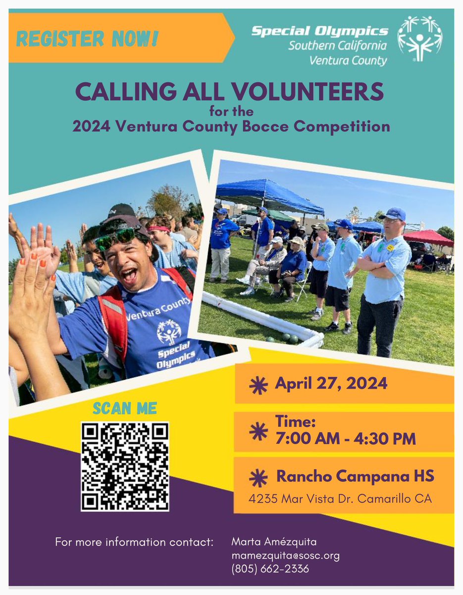 Special Olympics needs volunteers this Saturday to help with the bocce tournament. Help set up, clean up, hand out lunches, cheer on athletes! Please share!