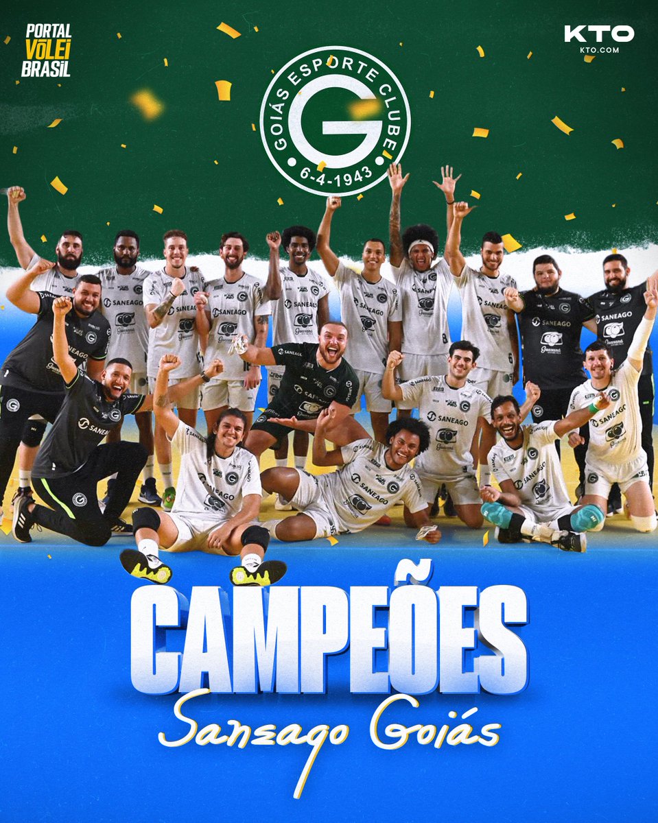 portal_volei's tweet photo. 🏆🥇 CAMPEÕES! A equipe do Saneago Goiás é a grande campeã da Superliga B Masculina 2024 🟢 https://t.co/5QEciGmk0y