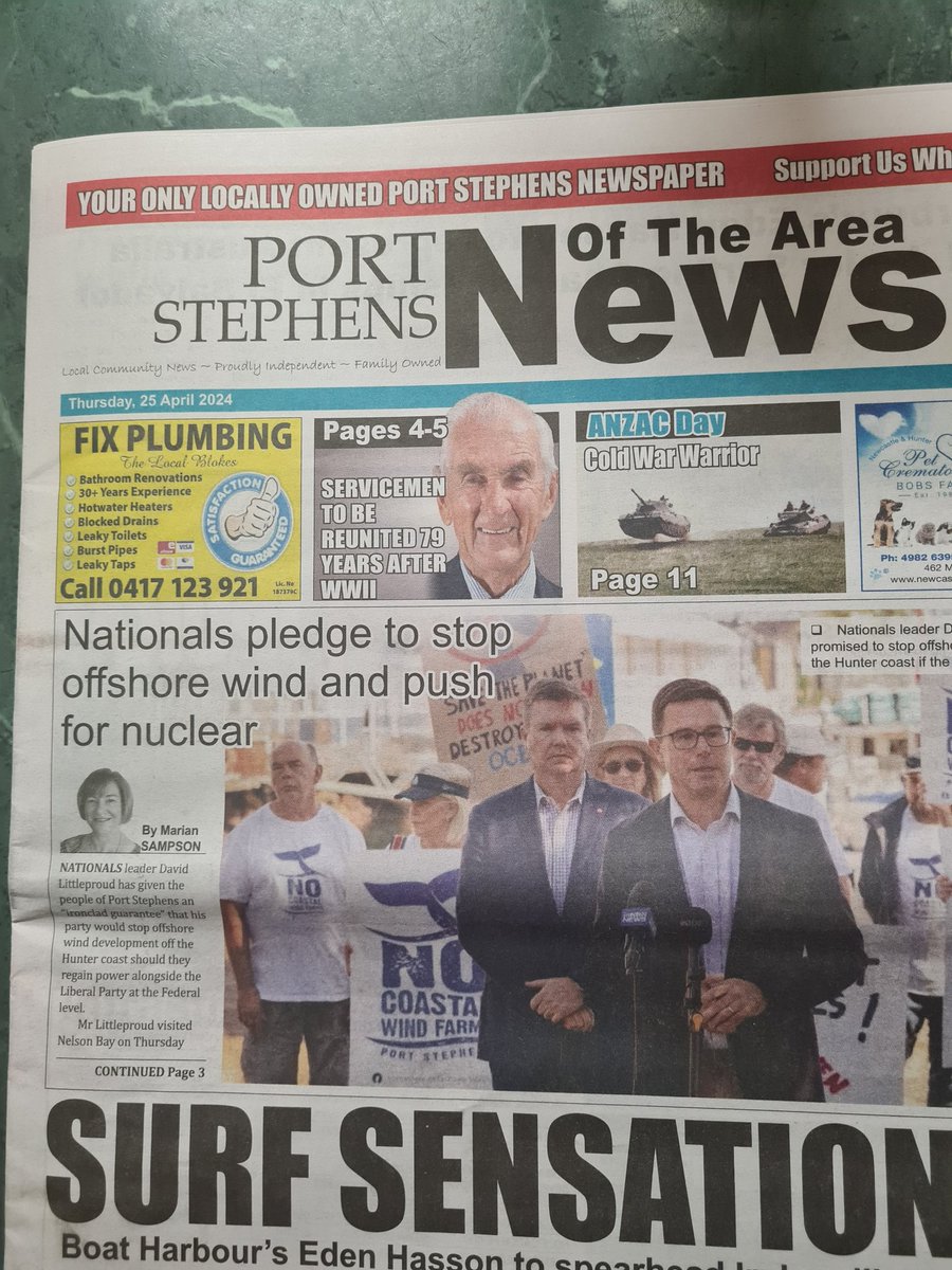 The media strike again. This f*****g grifter turns up on my patch to gaslight & deny climate change, and the yokel Journalists here put the prick on the front page!! Grrrr