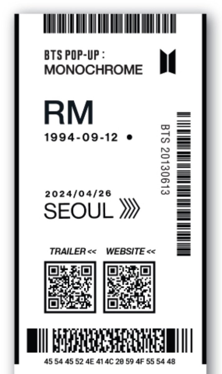 #MONOCHROME Pop-Up in Seoul baggage tag for @BTS_twt Namjoon* The use of monochrome & self-service concepts while Bangtan is on 🪖 is symbolically interesting Trailer ▶️ youtu.be/_wp0GPlkpc8 Website 📖 mncrlogistics.com *one per visitor #BTS #RM #MNCR #MNCRLogistics