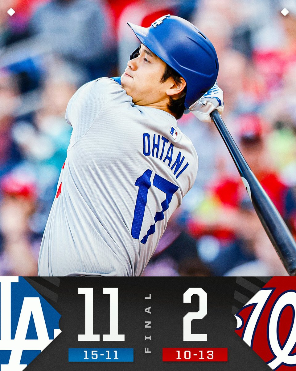 MLB's tweet photo. The @Dodgers tally 20 hits to beat the Nationals! https://t.co/1OJDxm9IDr