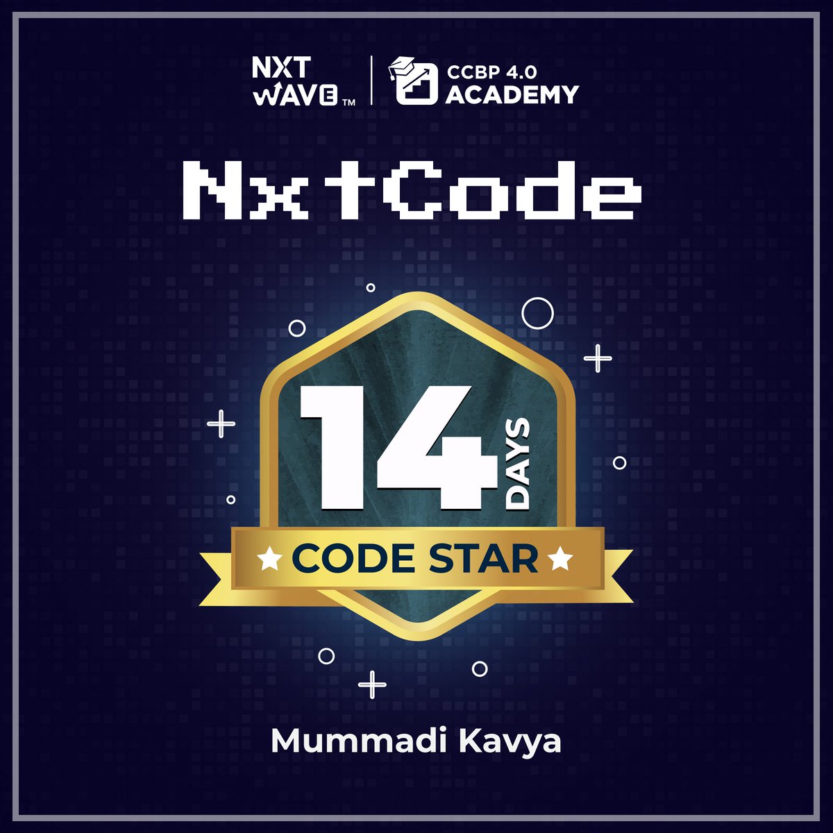 Hello Everyone,

🌟🥳 Exciting News! 🥳🌟

I am thrilled to share that I have received my badge from nxtwave! 🎉🎓

#Learning #Consistency #Badge #NextWave #nxtwaveteam #nxtcodechallenge #streak #commitment @nxtwave_tech @rahulattuluri @sashankreddy07