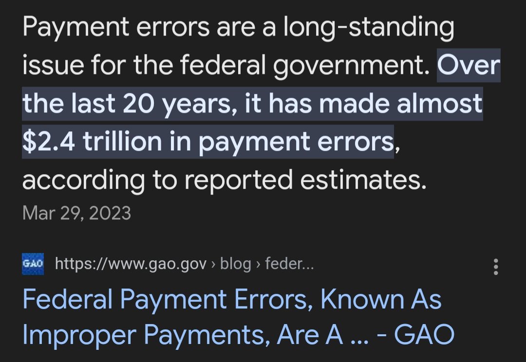 Imagine asking people to pay more in taxes when you lose 2.4 trillion in payment errors.