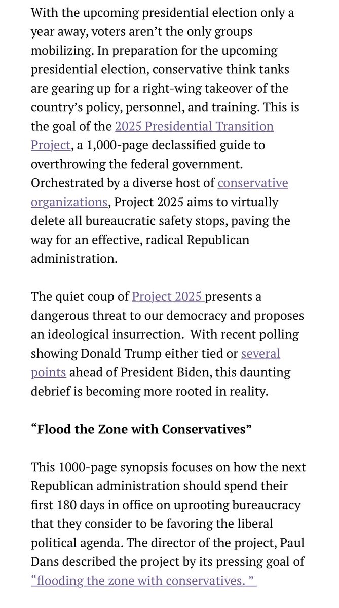 @DefiyantlyFree 🚨 Trump’s Project 2025 🚨(920 pages drafted by The Heritage Foundation) poses a REAL threat to Election Integrity. 
Here's why we should be concerned:

1. Firing Civil Servants: 
— About 50k federal workers risk being replaced with political loyalists, destroying nonpartisan…