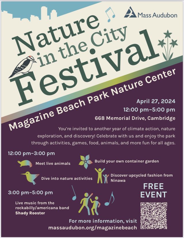 Join us April 27 for Nature in the City fest to celebrate nature and community! ⁦@MassAudubon⁩
