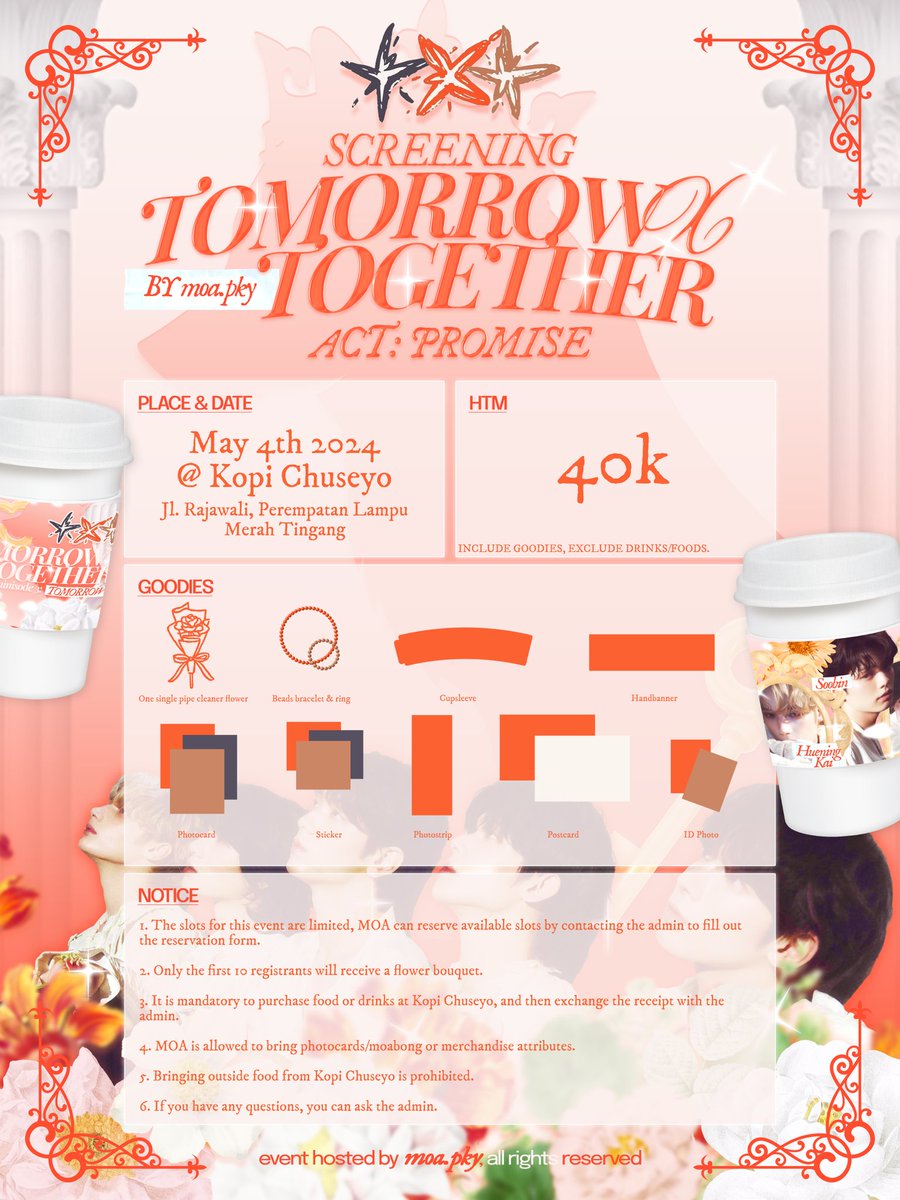 moa_pky's tweet photo. ᅠ
ᅠ
NOBAR KONSER TOMORROW X TOGETHER - ACT: PROMISE @ PALANGKARAYA, KALIMANTAN TENGAH

𝗣𝗹𝗮𝗰𝗲: Kopi Chuseyo (Jl. Rajawali Sebelum Lampu Merah Tingang)
𝗗𝗮𝘁𝗲: May 4th, 2024
𝗧𝗶𝗺𝗲: 3PM - TILL END

📎: https://t.co/XK5TKyMJtv
ᅠ
ᅠ https://t.co/IKzEwYqQJX