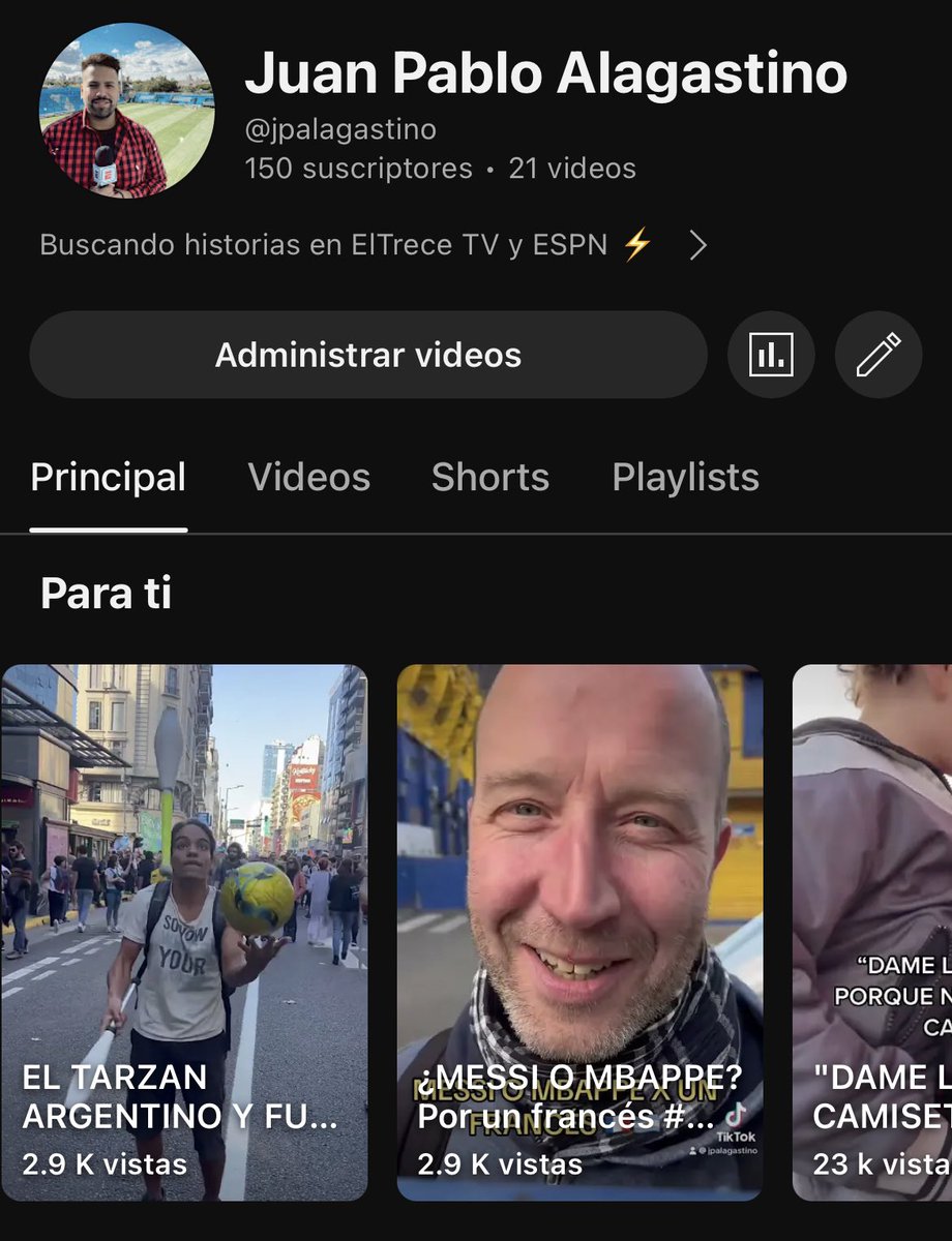 youtube.com/@jpalagastino?… sumamos el canal de YouTube a la vida cotidiana. El que se copa, banca y se suscribe, será agradecido eternamente!!! Vamo arriba!!!