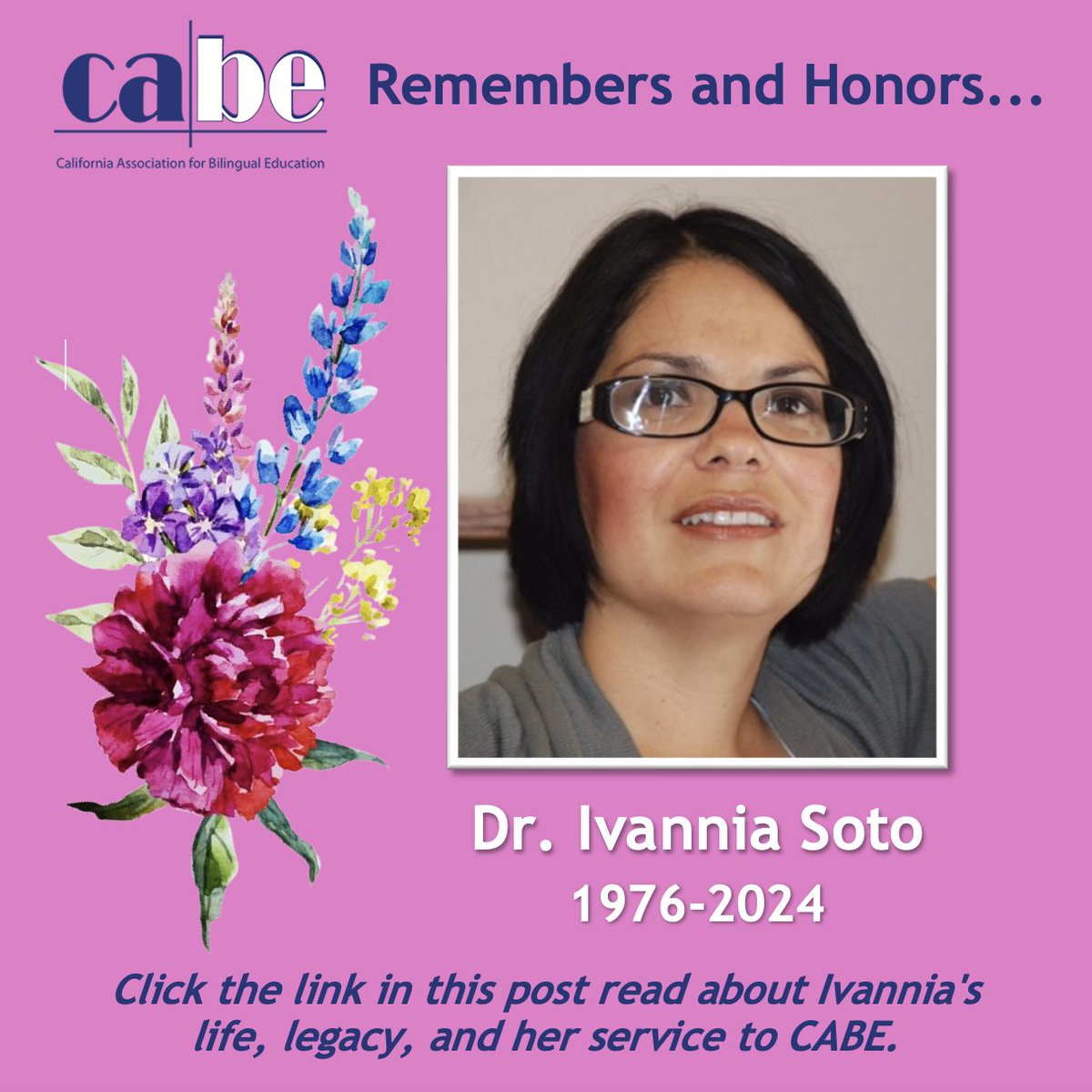 Click below to read about Dr. Ivannia Soto: gocabe.org/.../04/Ivannia…