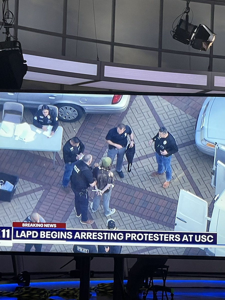 One by one pro Palestinian demonstrators on the USC campus are being arrested in a systematic and orderly fashion by LAPD officers. We are in continuous breaking news coverage on @FOXLA