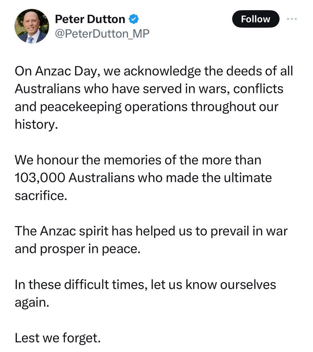 More bs from Globalist shill in Peter Dutton Australians sadly died in WW1 and WW2 because Australia like it still is today was controlled by the Rothschilds as was Churchill and these were banker wars. And they want WW3 and every day Australians need to learn the truth and