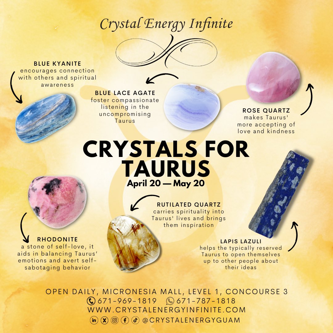 It’s Taurus season ♉️💫

#crystals #crystalhealing #crystal #gemstones #healing #crystallove #healingcrystals #crystaljewelry #crystalenergyguam #crystalenergyinfinite #guam