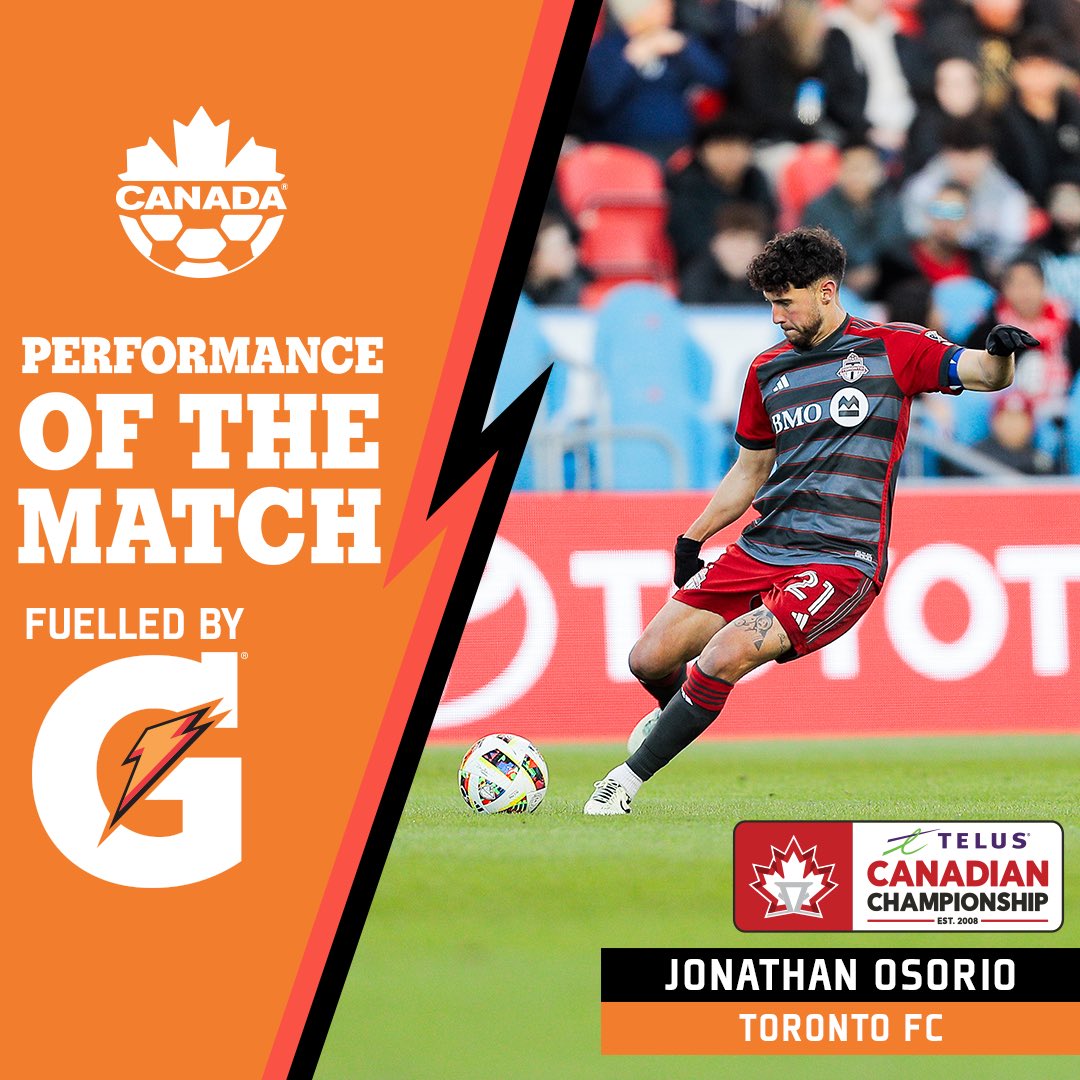 In his 350th club appearance, Jonathan Osorio earns tonight’s Gatorade Performance of the Match, leading the charge in Toronto’s 5-0 victory! #CanChamp
