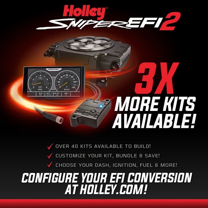 Sniper 2 kits are now available with Bluetooth modules to provide a more price conscious conversion. A total of 40 new SKUs allows for flexibility between finishes, tuning interfaces, fuel systems, and more! Get yours here: holley-social.com/Sniper2EFITwit… #HolleySniper2 #Sniper2EFI