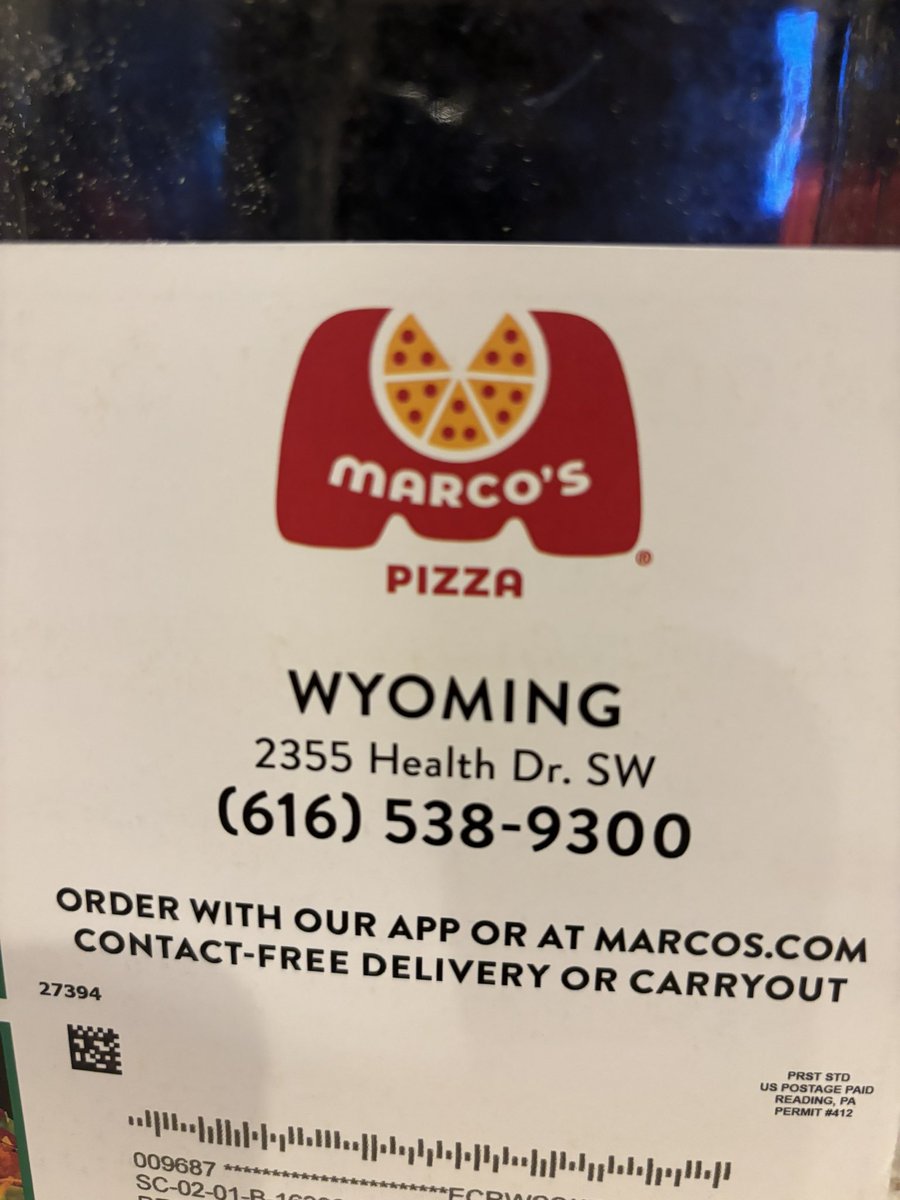 This came in the mail. Pretty sure I’m outside the delivery area of the @MarcosPizza in Wyoming, Michigan. But nice offer on pizza.