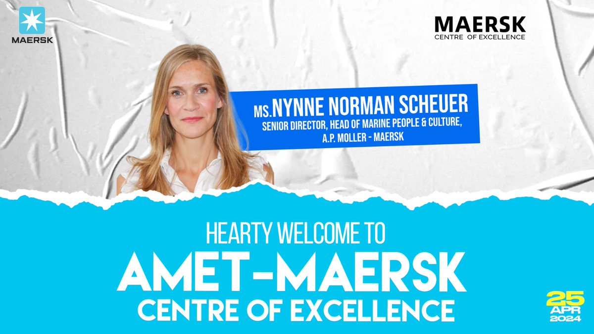 Welcoming Ms. Nynne Norman Schever to AMET-MAERSK Centre Of Excellence!

#ametinternational #ametuniversity #ametmce #maersk