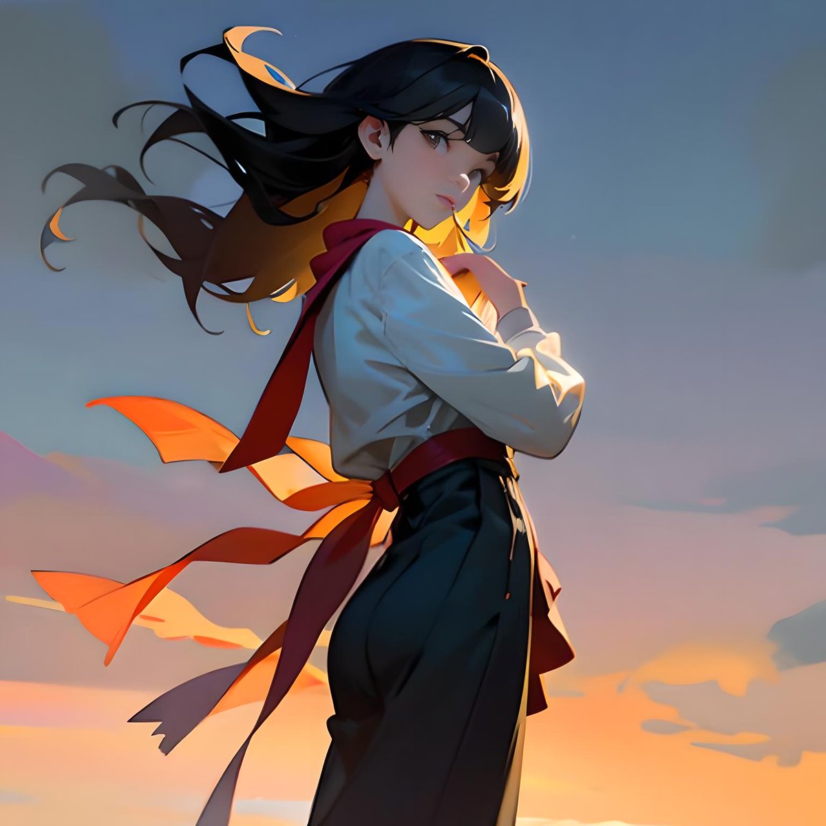 SparkAIArt's tweet photo. Embracing the unknown, standing tall in the twilight. #MysteryforYou #artofviews #AIart #AIArtwork #AIgirl #generativeart #futuristic https://t.co/2y7cOnki4X