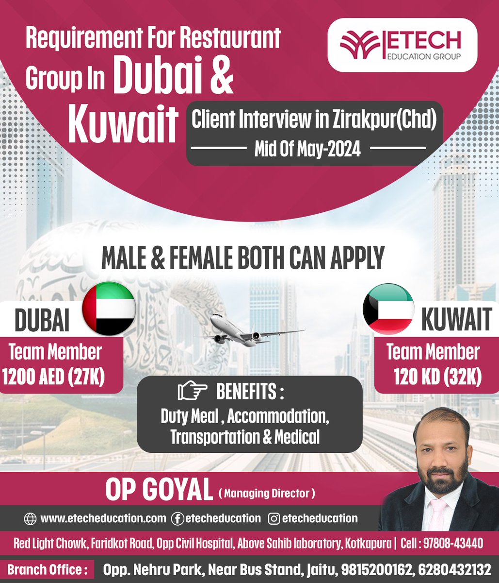 omgoyaletech's tweet photo. Urgent Requirement Dubai &amp; KUWAIT https://t.co/vTOBh6kDUA
