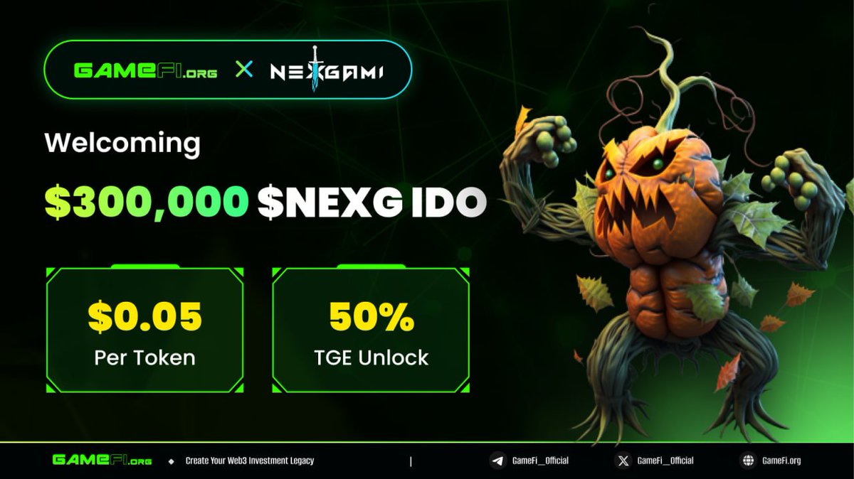 📢 Check out the upcoming IDO: NexGami 🚀 @nexgami - A decentralized #web3 gaming hub blending esport community, streaming, and play! 🎮 👉 Apply Whitelist: gamefi.org/ido/nexgami 🔗 (Apr 25 - May 5) ✅ Raised $2M in seed round ✅ Backed by Polygon,…