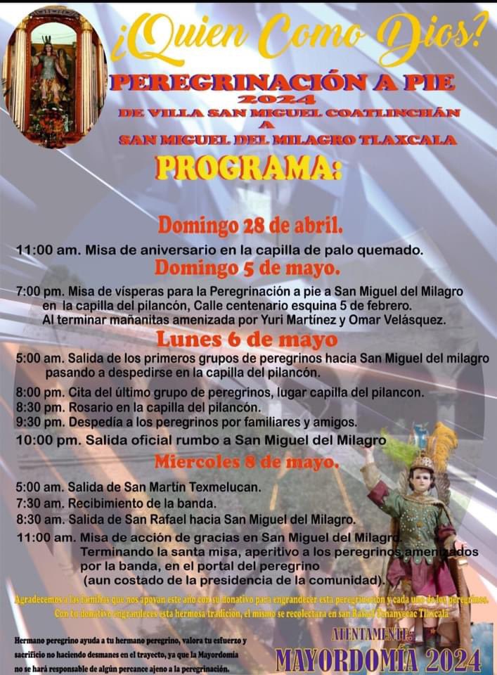 #peregrinacion a pie de San Miguel #coatlinchan en #texcoco a #sanmigueldelmilagro en #tlaxcala
#pueblosoriginarios