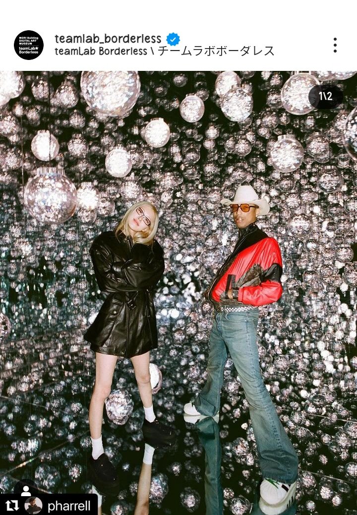 Teamlab Borderless reposted Pharrell's IG post with #ROSÉ, it was a place they visited in Tokyo